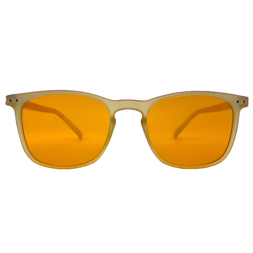 Blue Light Glasses For Sleep And Eyestain Brown Gold Translucent Orange Lens with White Tips
