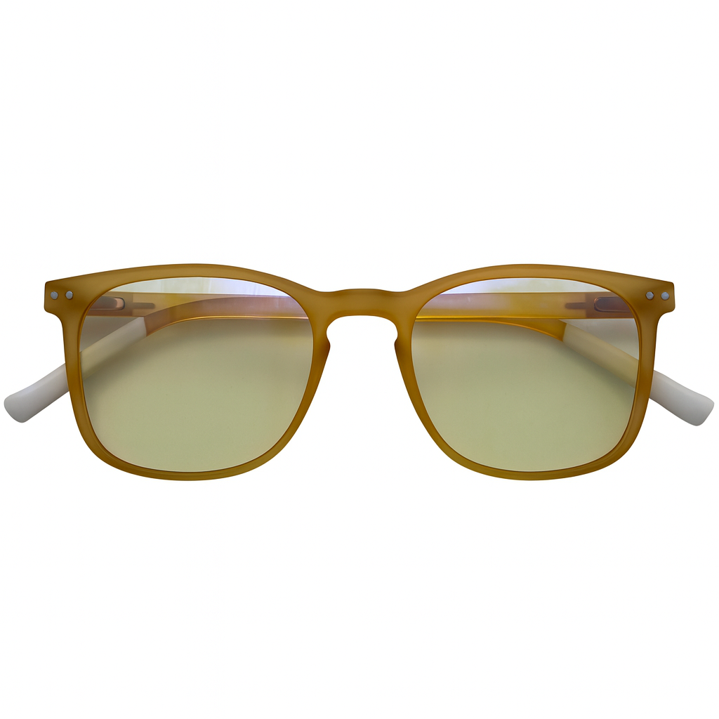 Vyzia Stylish Professional Blue Light Glasses For Office & Gaming Eyewear with White Tips - Gold