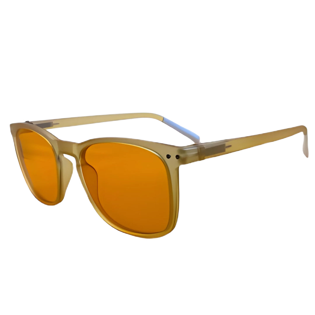 Blue Light Glasses For Sleep And Eyestain Brown Gold Translucent Orange Lens with White Tips