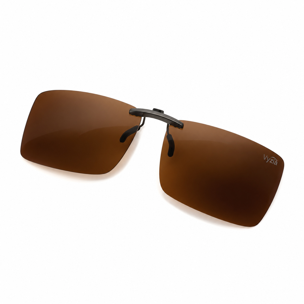 Vyzia Brown Polarized Clip-On Sunglasses, Fits Over Prescription Glasses (Outdoor Model)