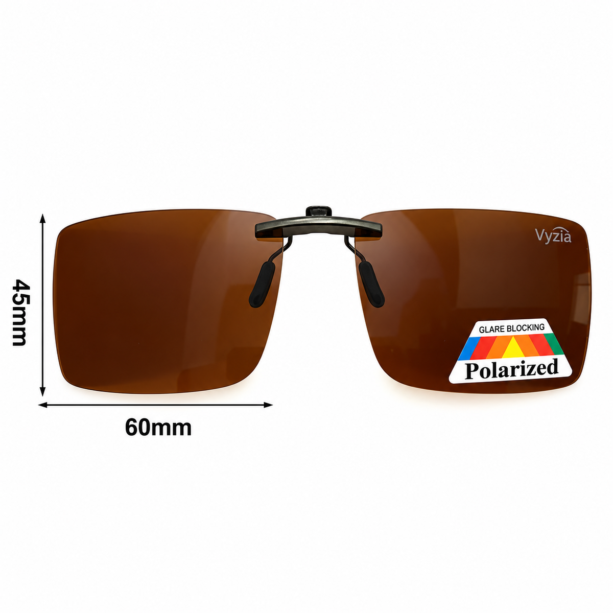 Vyzia Brown Polarized Clip-On Sunglasses, Fits Over Prescription Glasses (Outdoor Model)