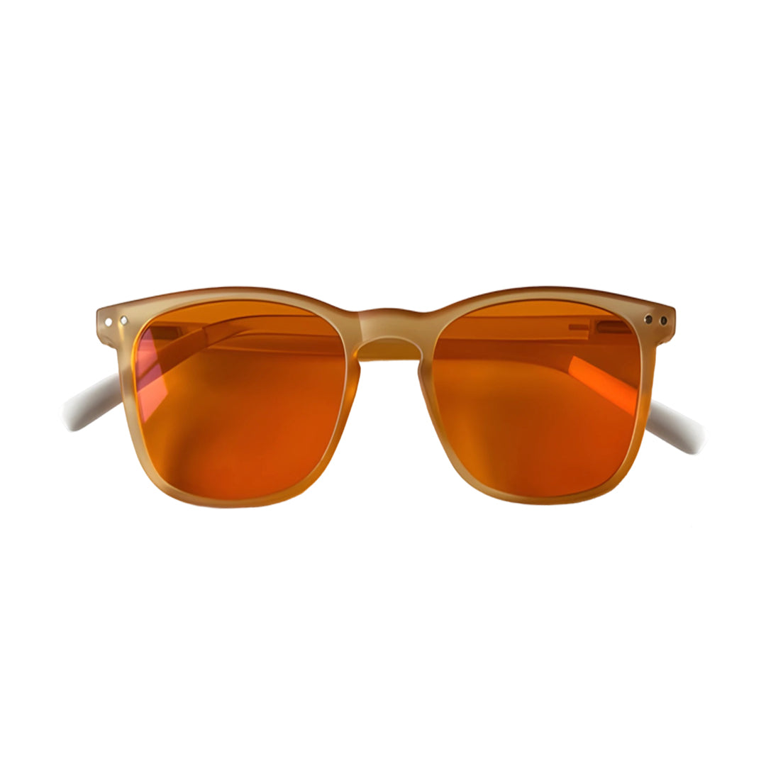 Blue Light Glasses For Sleep And Eyestain Brown Gold Translucent Orange Lens with Eargrip Tips