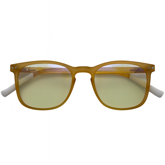 Vyzia Stylish Professional Blue Light Glasses For Office & Gaming Eyewear with White Tips - Gold