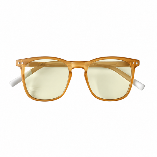 Vyzia Stylish Professional Blue Light Glasses For Office & Gaming Eyewear with White Tips - Gold