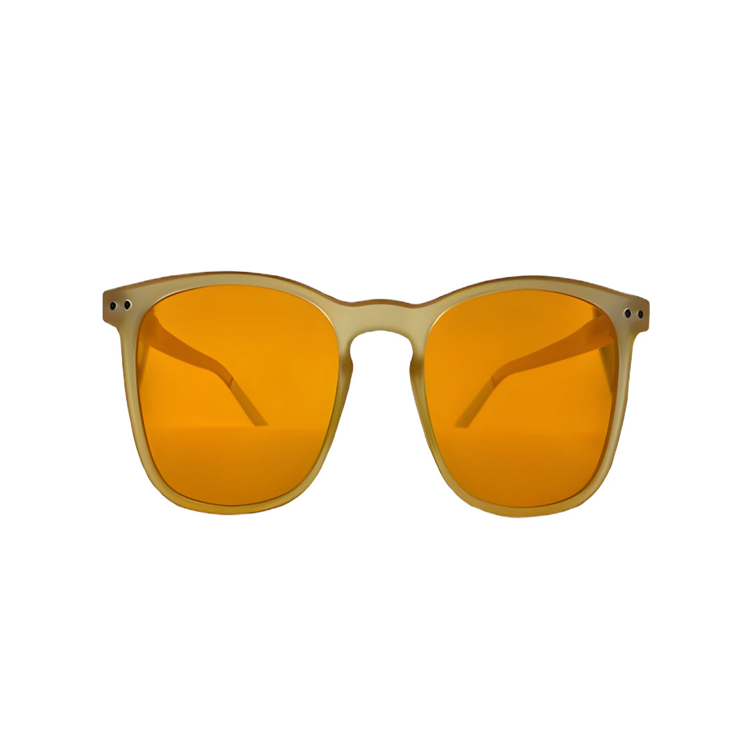 Blue Light Glasses For Sleep And Eyestain Brown Gold Translucent Orange Lens with White Tips