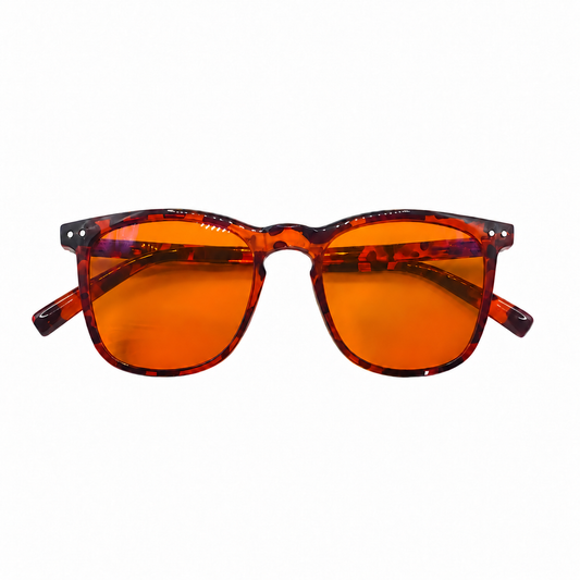 Blue Light Blocking Sleep Glasses, Eyestrain and Light Sensitivity Relief - Orange and Black Translucent Frame Unisex